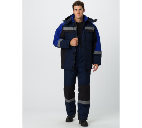Костюм зимний Фаворит-Мега (тк.Протек,240) п/к, т.синий/черный/васильковый