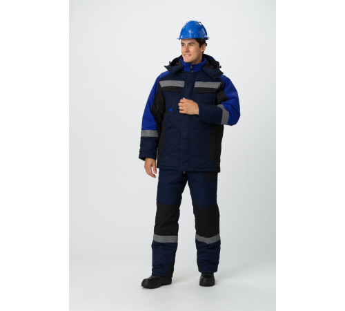 Костюм зимний Фаворит-Мега (тк.Протек,240) п/к, т.синий/черный/васильковый