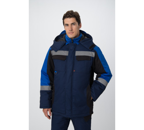 Костюм зимний Фаворит-Мега (тк.Протек,240) п/к, т.синий/черный/васильковый