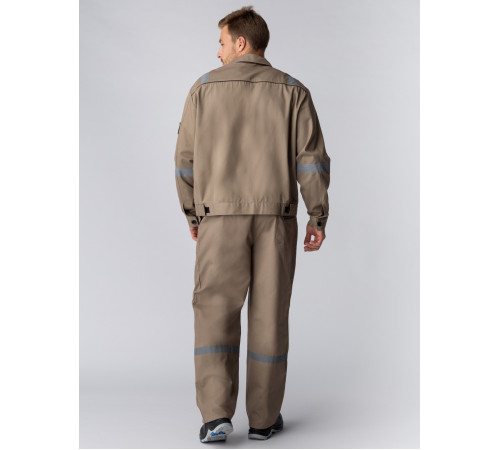 Костюм Респект (тк.Саржа,250) брюки, бежевый/коричневый