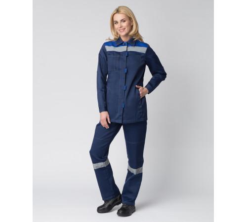 Костюм женский Весна-1 СОП NEW (тк.Смесовая,210) брюки, т.синий/васильковый