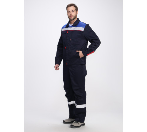 Костюм Фаворит-2 СОП усиленный IMP (тк.Смесовая,210) п/к, т.синий/васильковый/красный