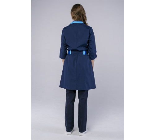 Халат женский с поясом Флора (тк.ТиСи), т.синий/васильковый