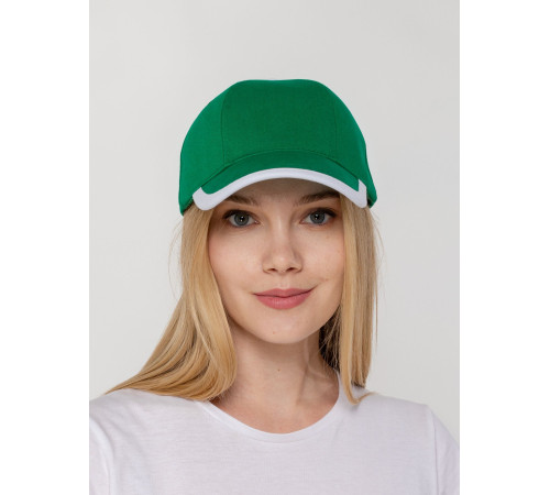 Бейсболка Honor, зеленая с белым кантом