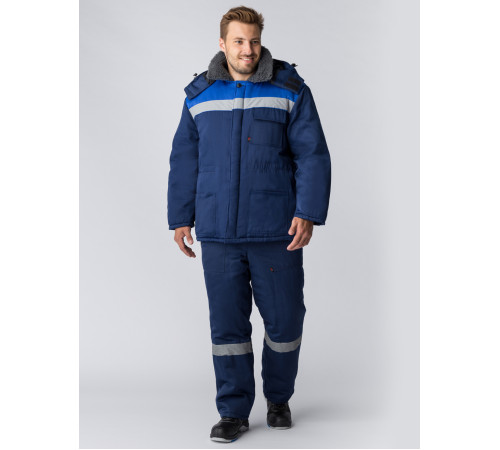 Костюм зимний Труженик-Ультра-2 (тк.Смесовая,210) п/к, т.синий/васильковый