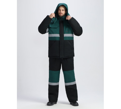 Костюм зимний Профи-Норд IMP (тк.Смесовая,240) п/к, черный/т.зеленый