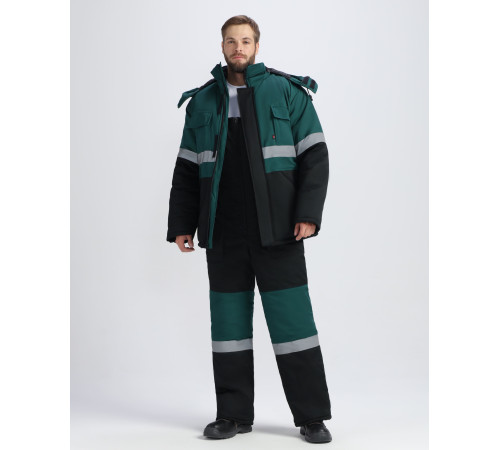 Костюм зимний Профи-Норд IMP (тк.Смесовая,240) п/к, черный/т.зеленый