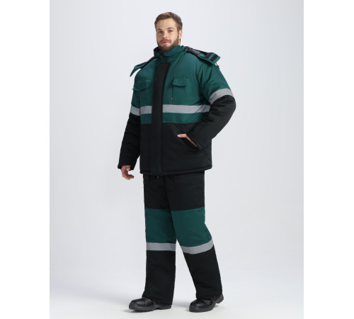 Костюм зимний Профи-Норд IMP (тк.Смесовая,240) п/к, черный/т.зеленый