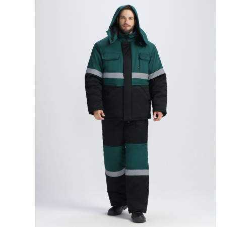 Костюм зимний Профи-Норд IMP (тк.Смесовая,240) п/к, черный/т.зеленый