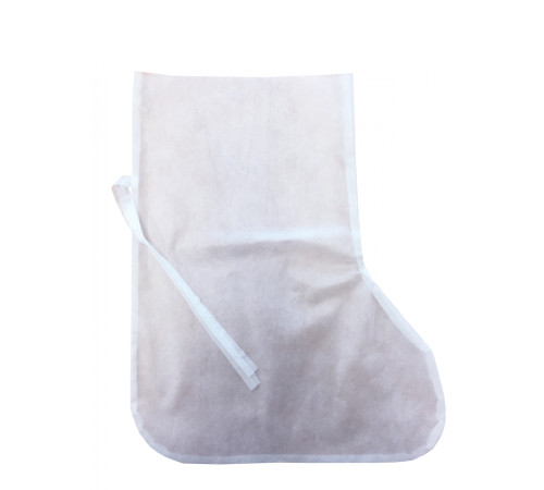 Бахилы высокие из спанбонда на завязках 40 гр/м2 белый/голубой (10 пар)