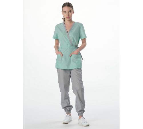Костюм женский Симпл-001 (тк.Смесовая,120) MedLine, серый/мятный-74