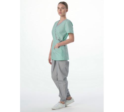 Костюм женский Симпл-001 (тк.Смесовая,120) MedLine, серый/мятный-74