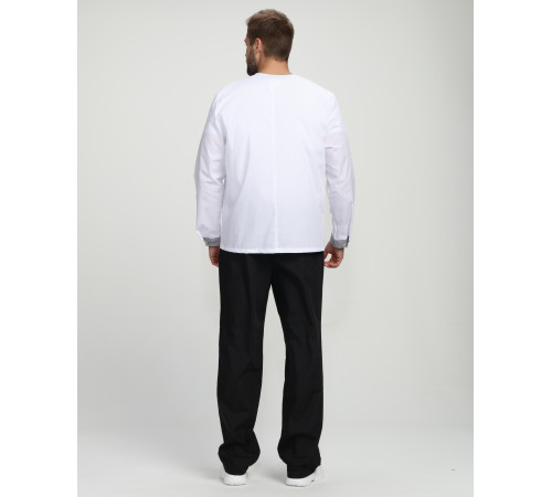 Костюм повара Шеф-2 (тк.ТиСи), белый/черный/принт-клетка