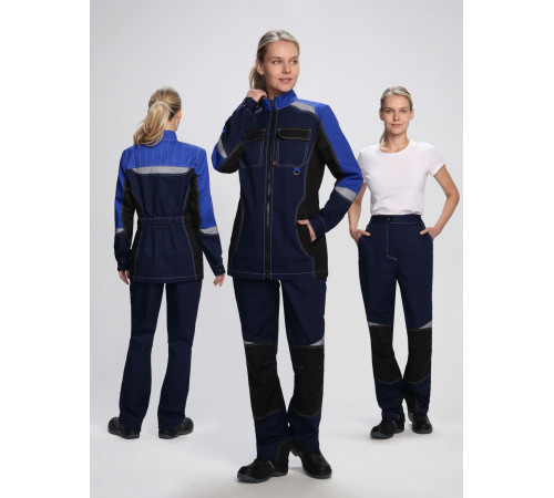 Костюм женский Формула-1 (тк.Смесовая,240) брюки, т.синий/васильковый/черный