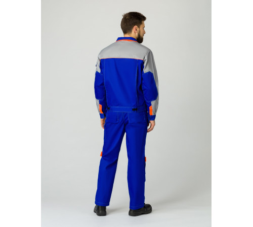 Костюм Союз-Профессионал-2 (тк.Балтекс,240) п/к, васильковый/св.серый/оранжевый