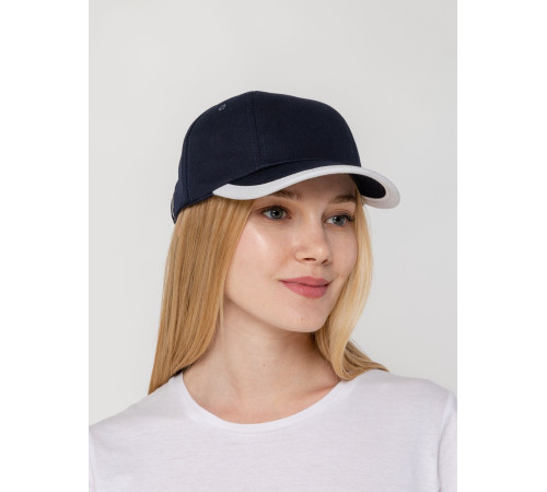 Бейсболка Honor, темно-синяя с белым кантом