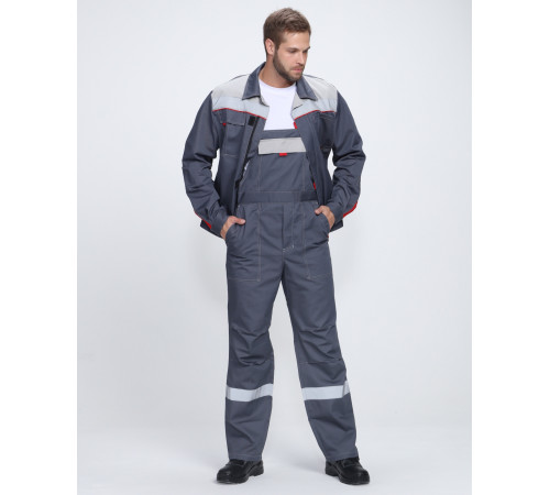 Костюм Фаворит-2 Премиум СОП (тк.Смесовая,240) п/к, т.серый/серый/красный