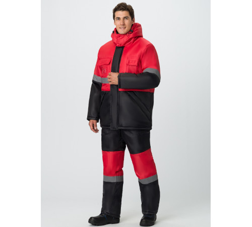 Костюм зимний Профи (Оксфорд) п/к, красный/черный