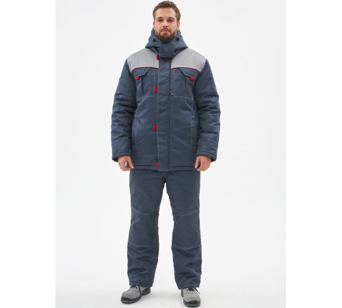 Костюм зимний Фаворит-2 Премиум IMP (тк.Смесовая,240) п/к, т.серый/св.серый/красный