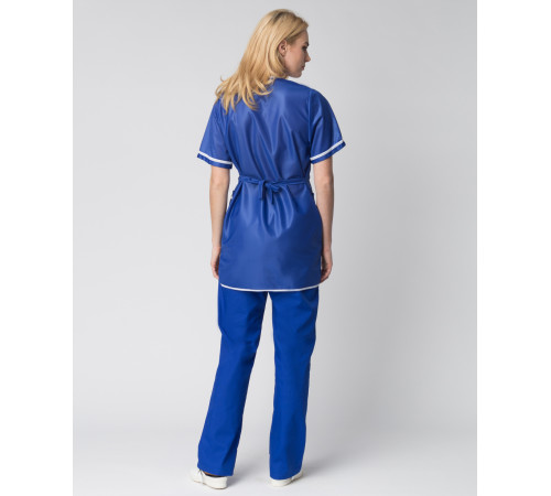 Халат женский на молнии короткий рукав (тк.Нейлон), васильковый