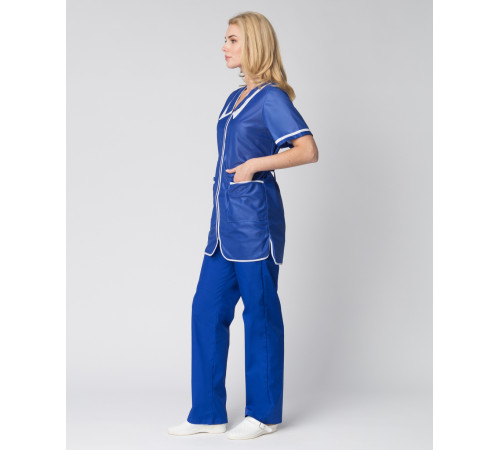 Халат женский на молнии короткий рукав (тк.Нейлон), васильковый