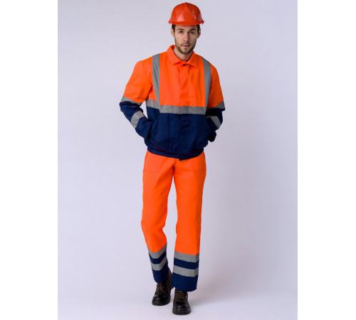 Костюм Дорожник с укороченной курткой (тк.Смесовая,210) п/к, оранжевый/т.синий