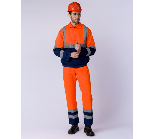 Костюм Дорожник с укороченной курткой (тк.Смесовая,210) п/к, оранжевый/т.синий