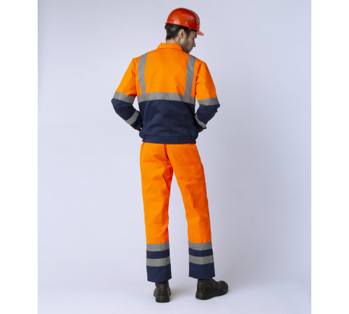 Костюм Дорожник с укороченной курткой (тк.Смесовая,210) п/к, оранжевый/т.синий
