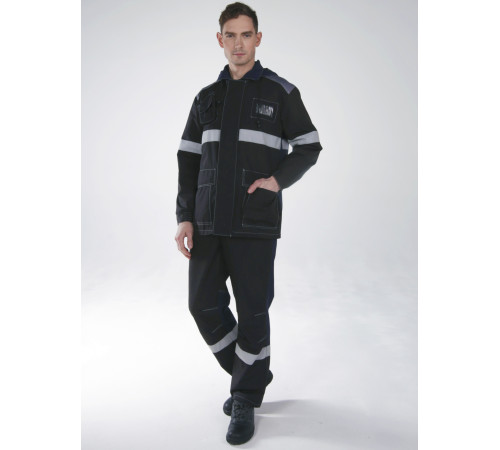 Костюм Антистат для защиты от нефтепродуктов РМ, черный/серый