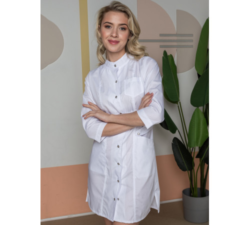Халат женский Симпл-001 (тк.Смесовая,120) MedLine, белый