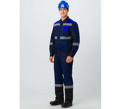 Костюм Виват-1 Премиум (тк.Смесовая,240) брюки, т.синий/черный/васильковый