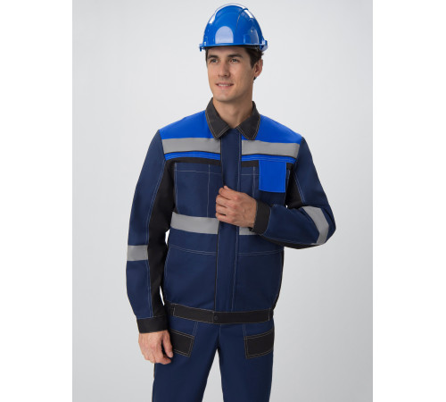 Костюм Виват-1 Премиум (тк.Смесовая,240) брюки, т.синий/черный/васильковый