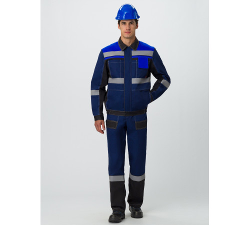 Костюм Виват-1 Премиум (тк.Смесовая,240) брюки, т.синий/черный/васильковый