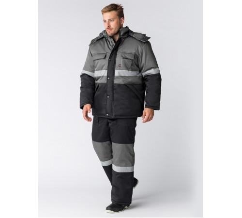 Костюм зимний Профи-Норд (тк.Смесовая,250) п/к, черный/серый