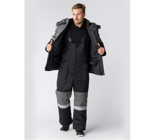 Костюм зимний Профи-Норд (тк.Смесовая,250) п/к, черный/серый