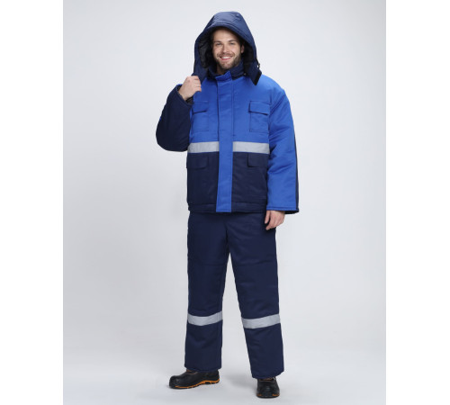Костюм зимний Темп (тк.Смесовая,210) п/к, т.синий/васильковый
