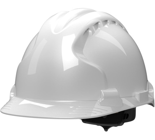 Каска защитная с вентиляцией (с храповиком), белая