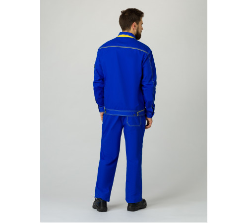 Костюм Лидер (тк.Саржа,250) брюки, васильковый/желтый