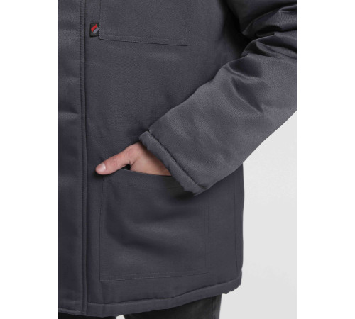 Куртка зимняя Бригада NEW (тк.Смесовая,210), т.серый/красный